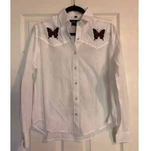 Embroidered Western Shirt- White Horse Apparel